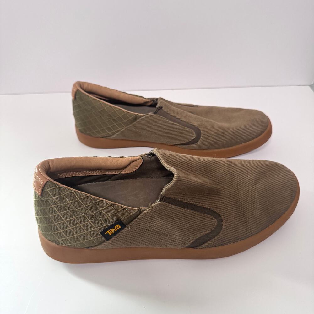 Teva Mens Sterling Slip On Casual Shoes Size 8 Canvas Classic Olive Green